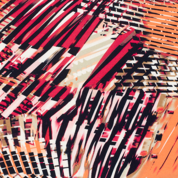 Jersey Viscose Abstract Salmon/Red/Beige