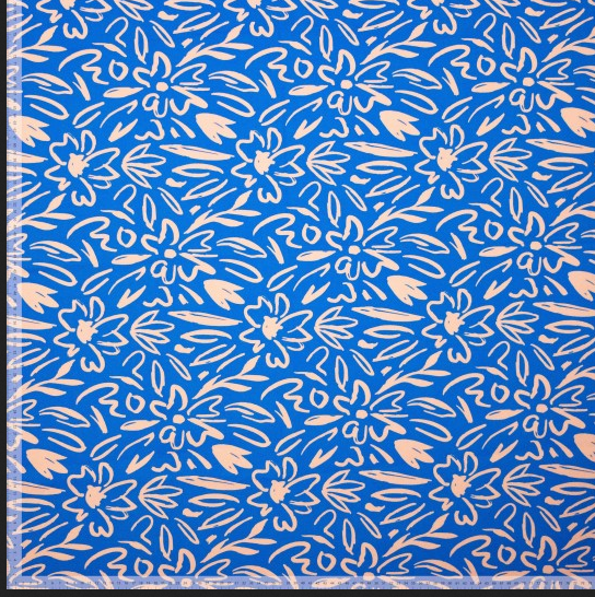 Canvas Style Flower Blue/Salmon