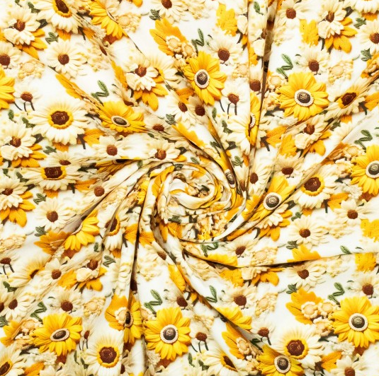 Canvas 3D Sunflowers Off White