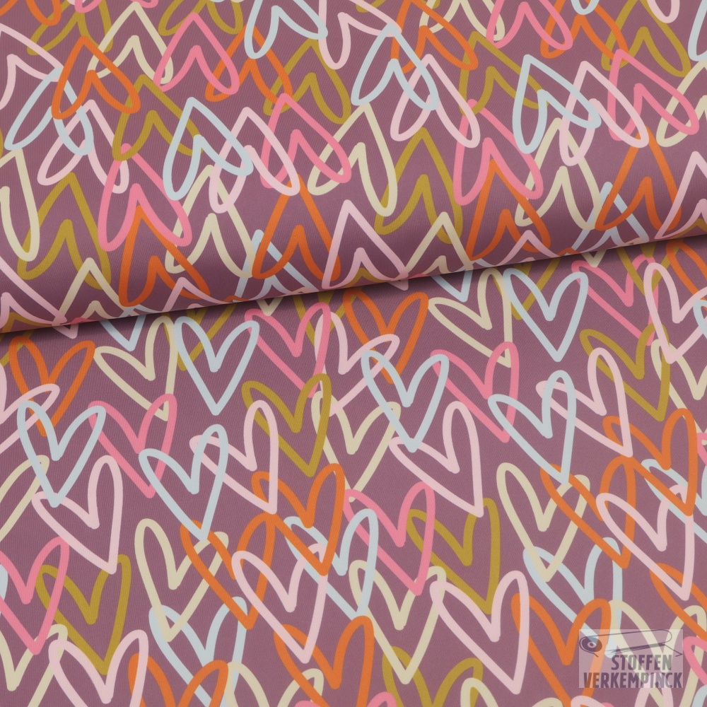 Jersey Super Stretch "Yoga" Hearts 