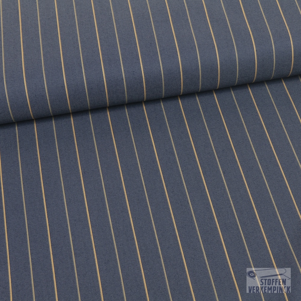 Breedtestretch 2 cm. Pinstripe Jeansblue