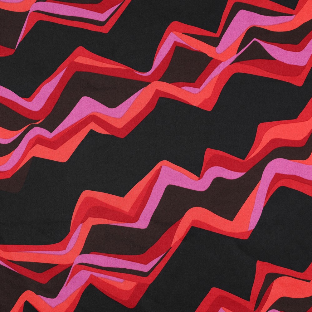 Cotton Satin Abstract Red/Black