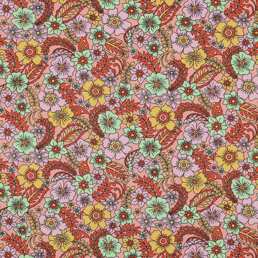 Fine Poplin Floral Peach