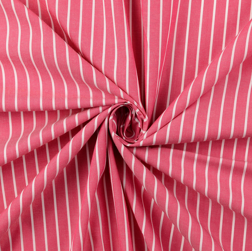 Katoen 1cm. streep Pink/White