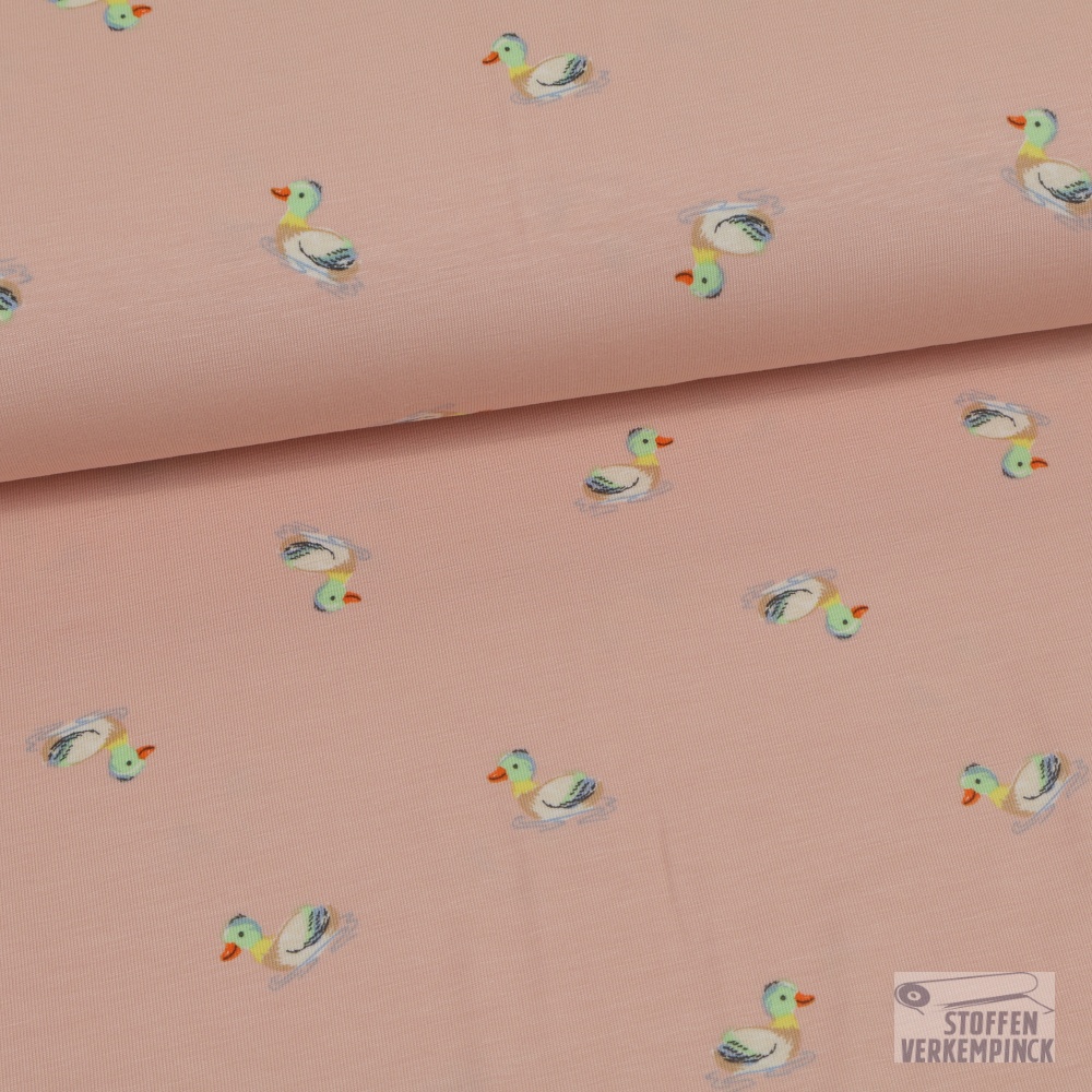 Jersey Bamboo/Cotton Ducklings Rose