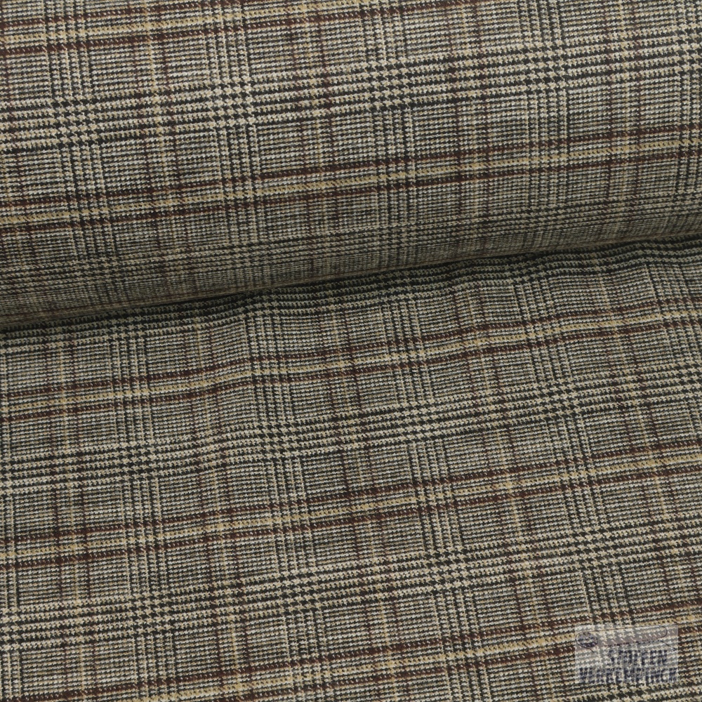 Breedtestretch Ruit Beige/Aubergine