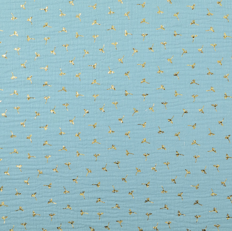 Double Gauze Foil Twigs Blue