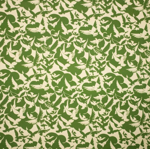 Poplin Pigeons Green / Light Beige
