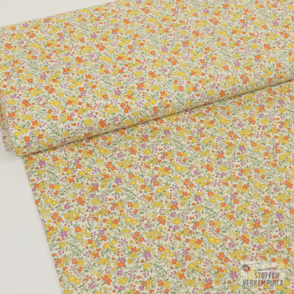 Poplin Delicate Flowers Yellow