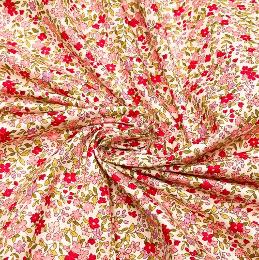 Poplin Delicate Flowers Fuchsia