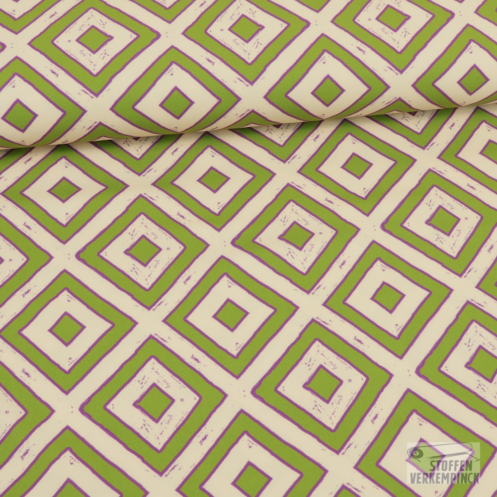 Breedtestretch Diamonds Ecru/Green/Lila