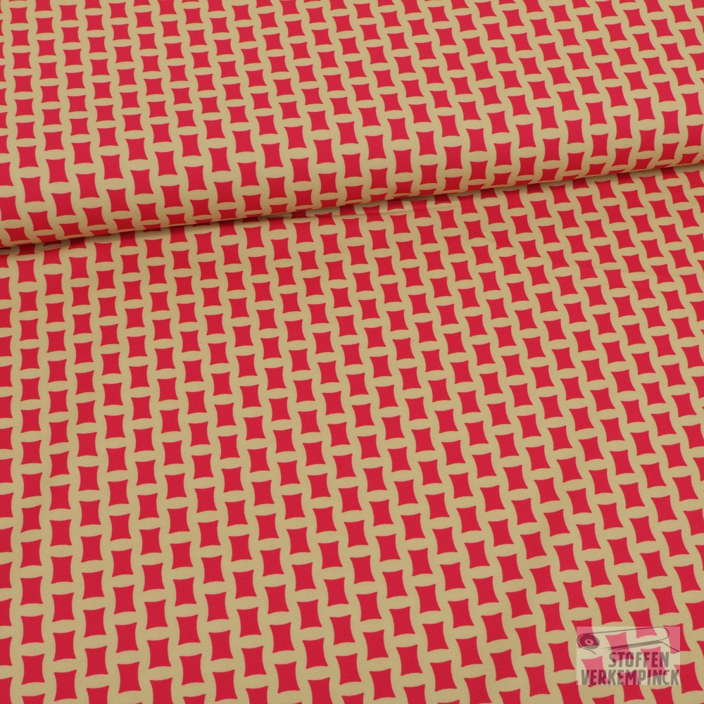 Polyester Stretch Geo Fuchsia/Camel