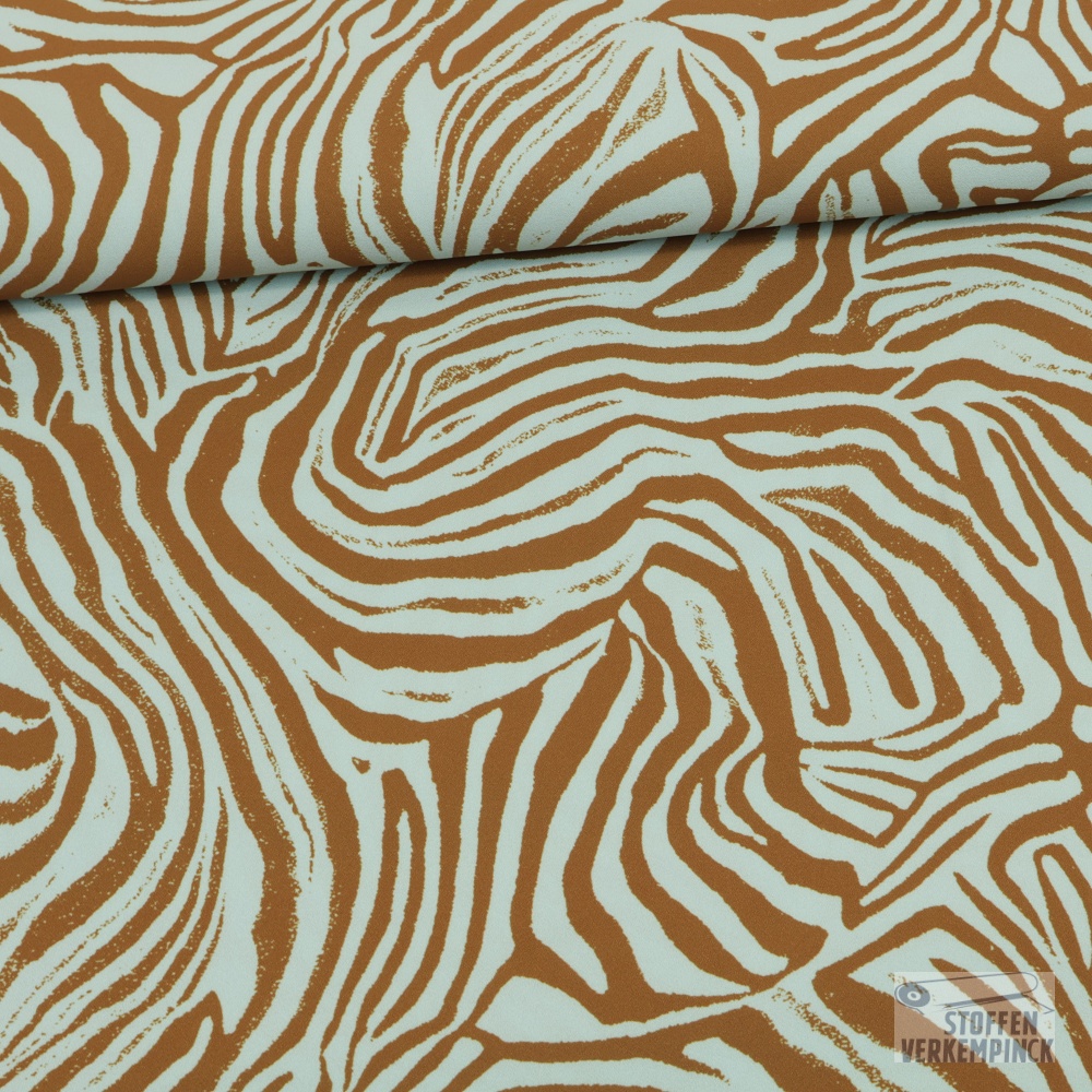Polyester Stretch Zebra Blue/Brown