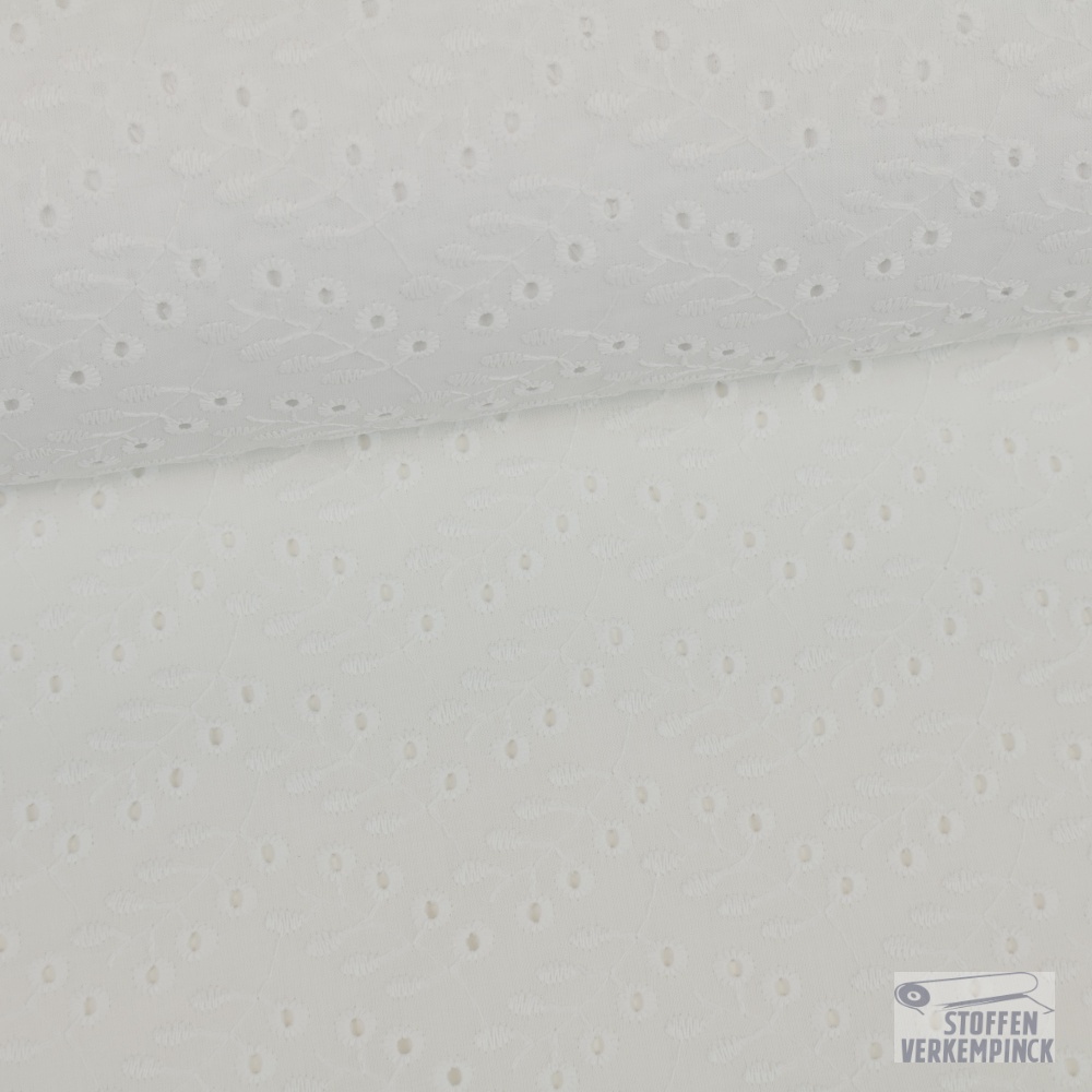 Katoenen Broderie Takjes Wit