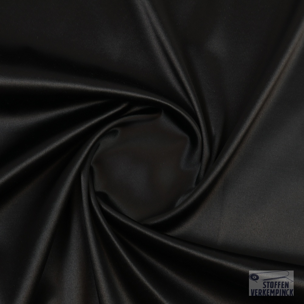 Stretch Satin Co/Pl Uni Zwart