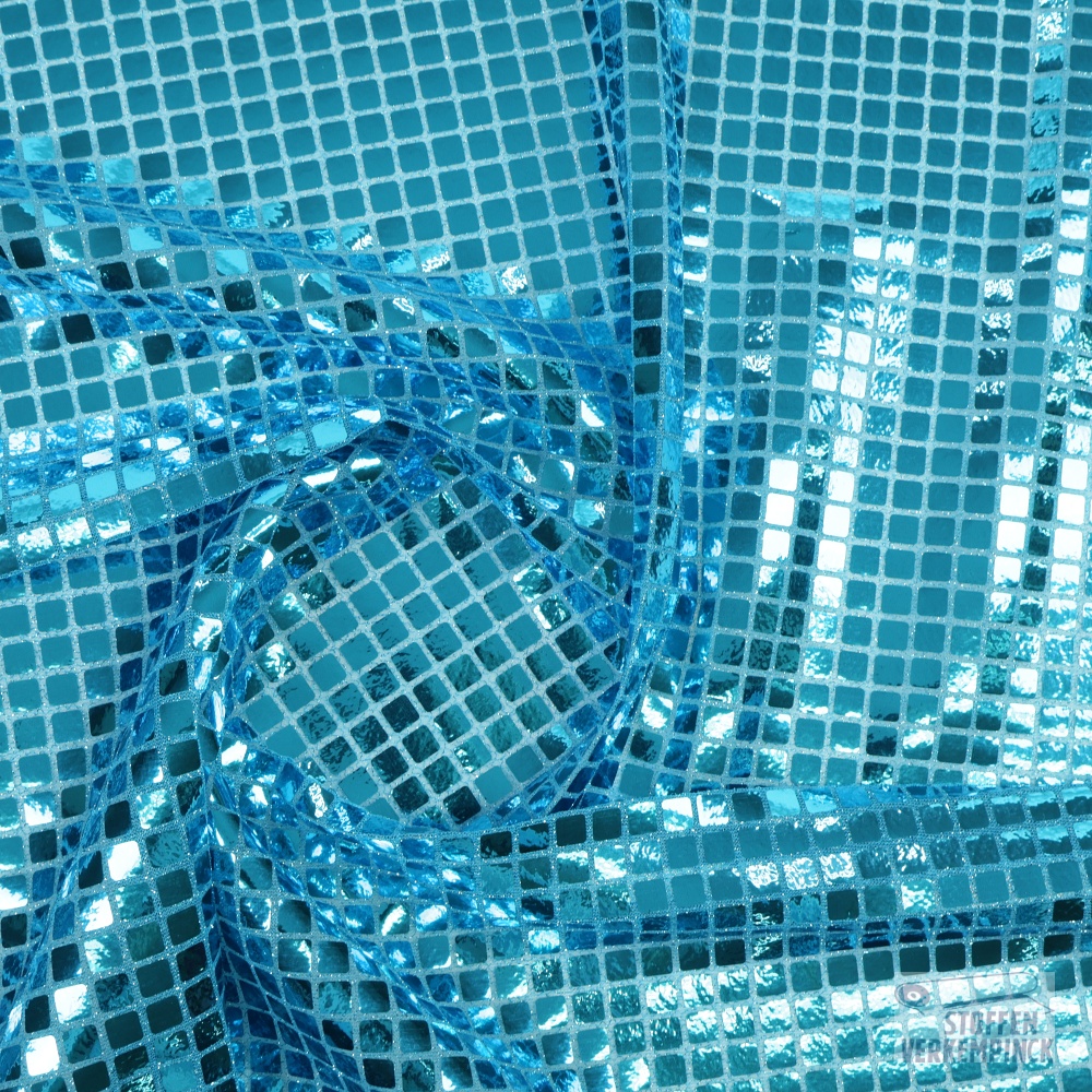 Paillettenstof Vierkant Turquoise