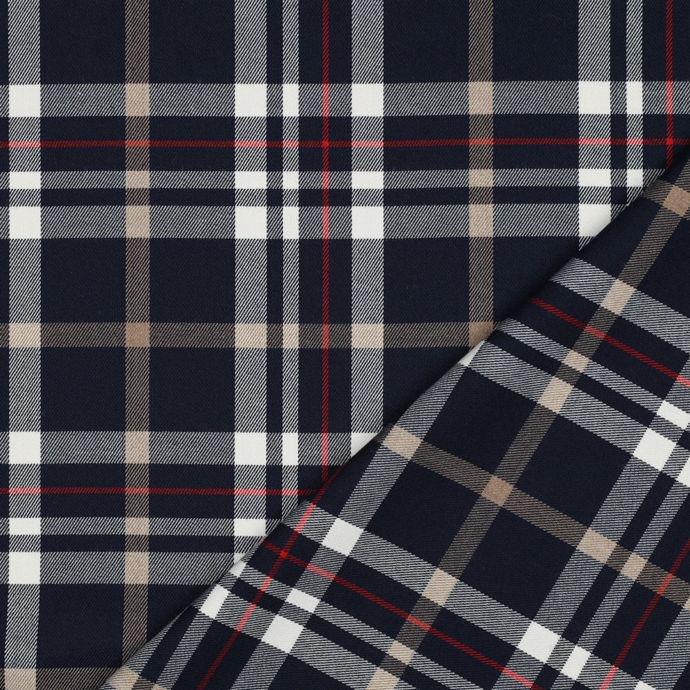 Stretch Tartan Check Marine