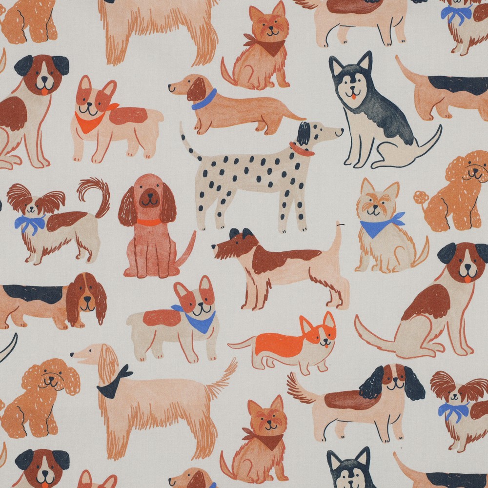 Fine poplin Digital Dogs Off White