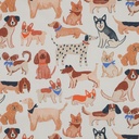 Fine poplin Digital Dogs Off White