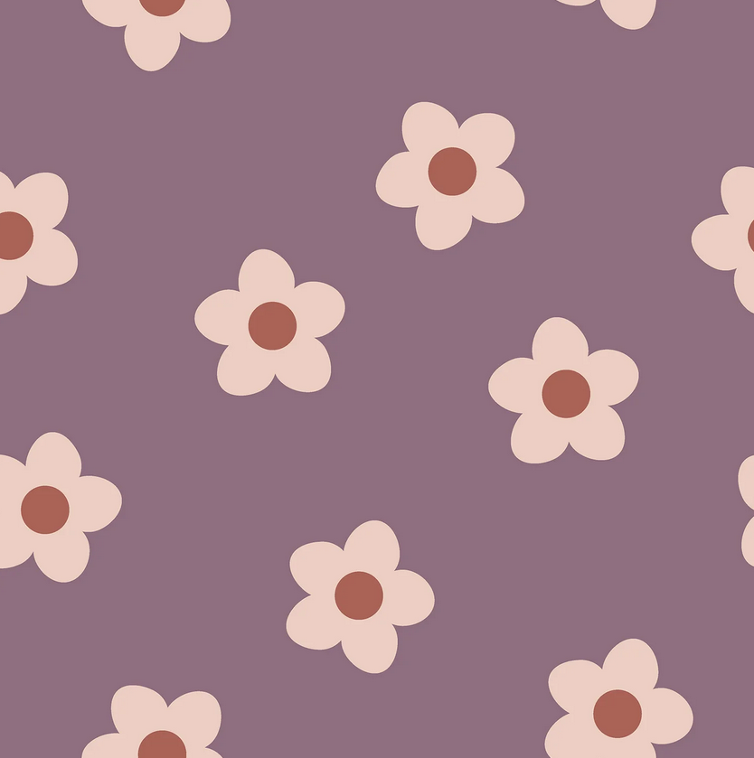 French Terry Bloemen Oud Paars