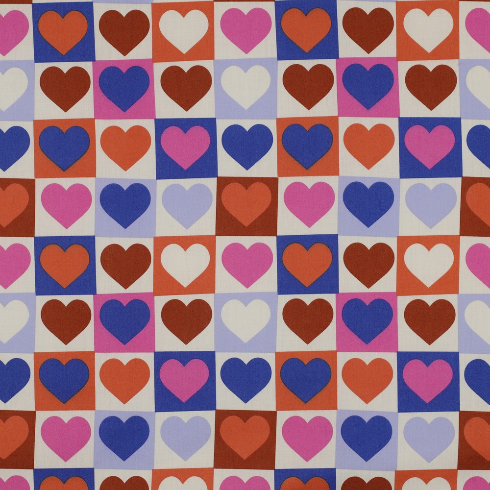 Fine Popeline Hearts Off White