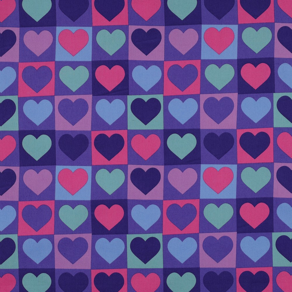 Fine Popeline Hearts Purple