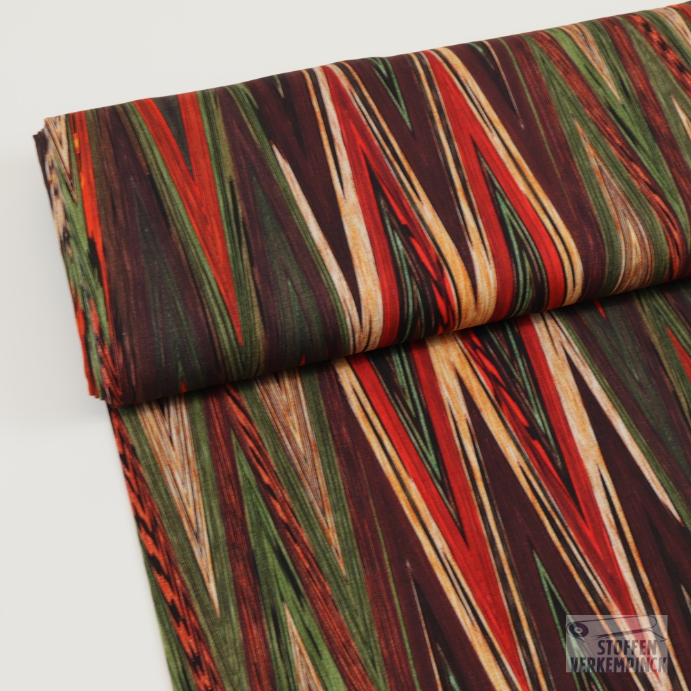 Jersey Viscose Digital Stripes Red