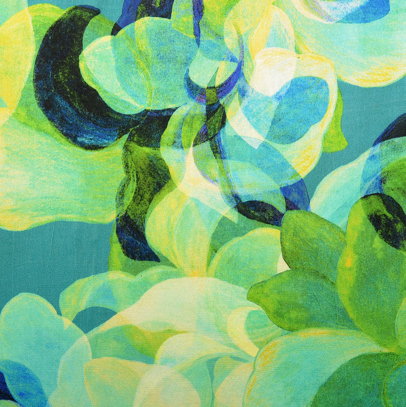 Viscose Satin Digital Floral Green