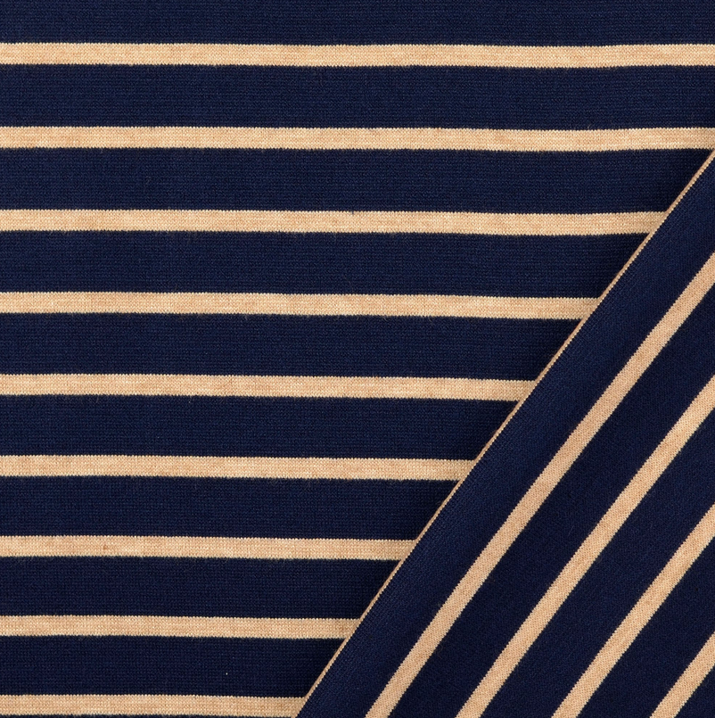 Jersey Jacquard Stripes Navy/Beige