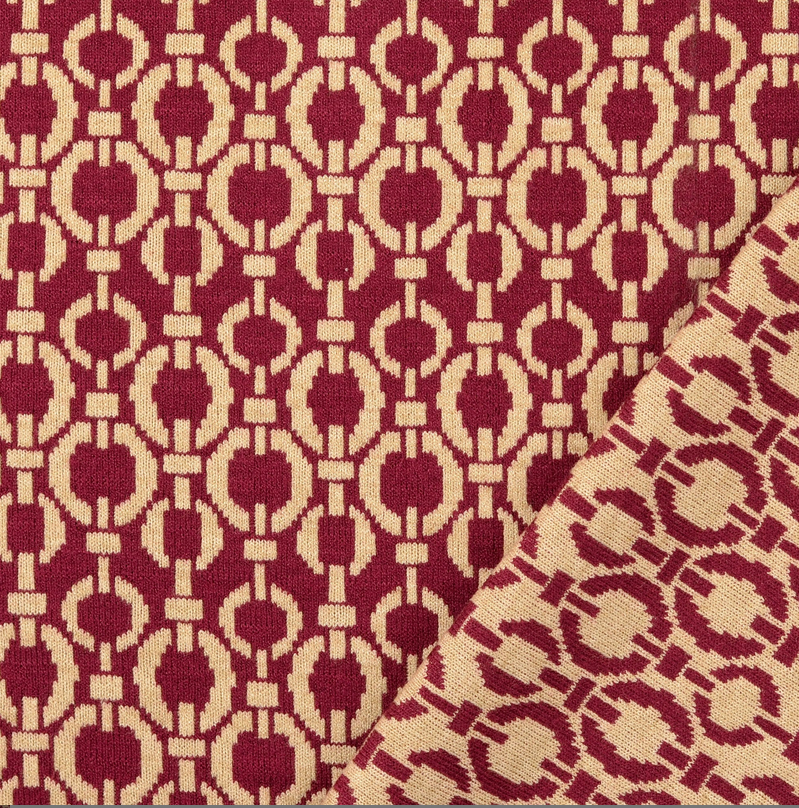 Jersey Jacquard Geo Bordeaux/Beige 