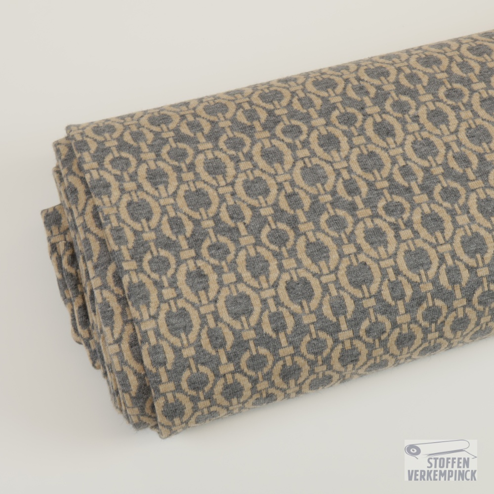 Jersey Jacquard Geo Grey/Beige