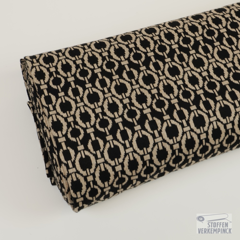 Jersey Jacquard Geo Black/Beige