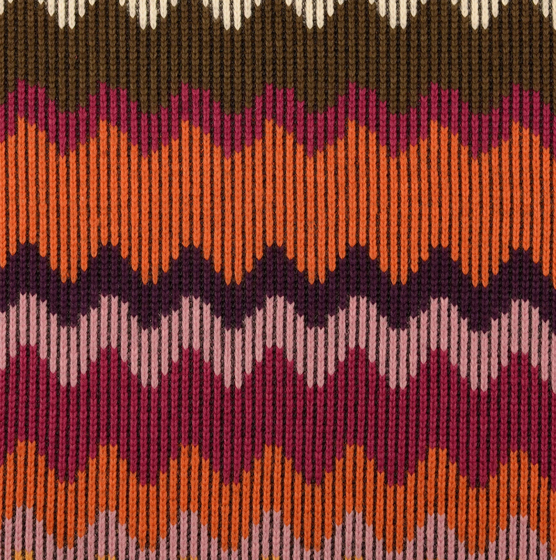 Dikke Jersey Zigzag Bordeaux/Kaki/Orange