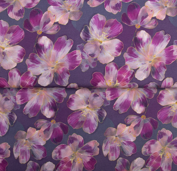 French Terry digital Daisy Bloom Purple