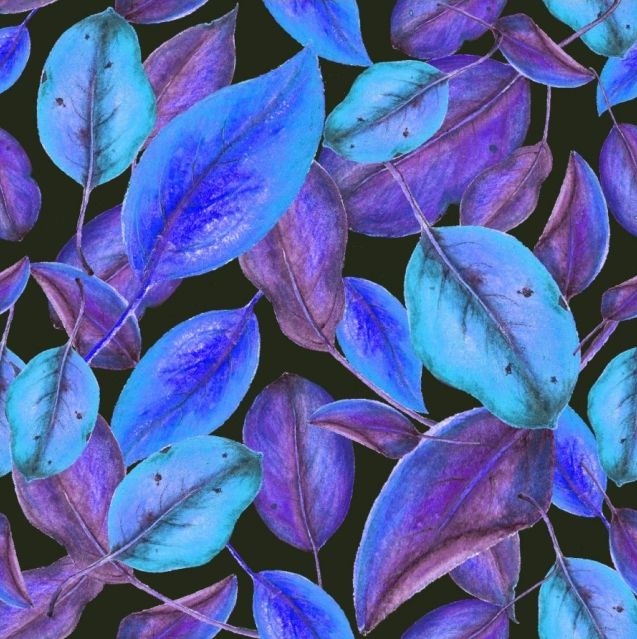 Jersey Viscose Digital Leaves Blue