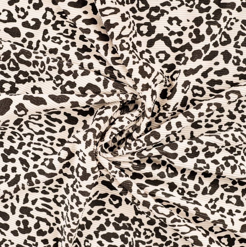 Stretch Corduroy Washed Leopard Black/Off White
