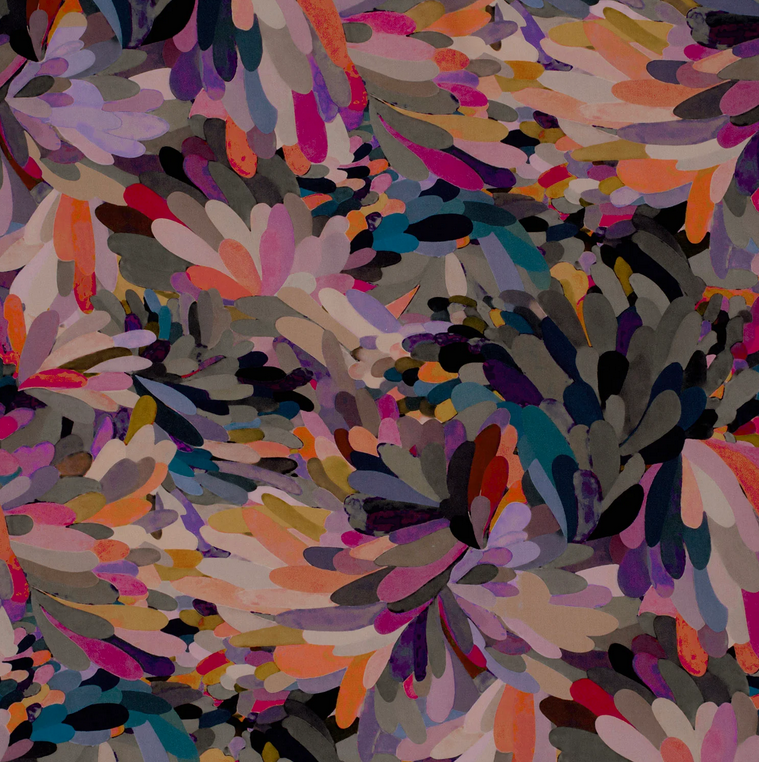 Viscose Poplin Arty Floral Rose/Grey