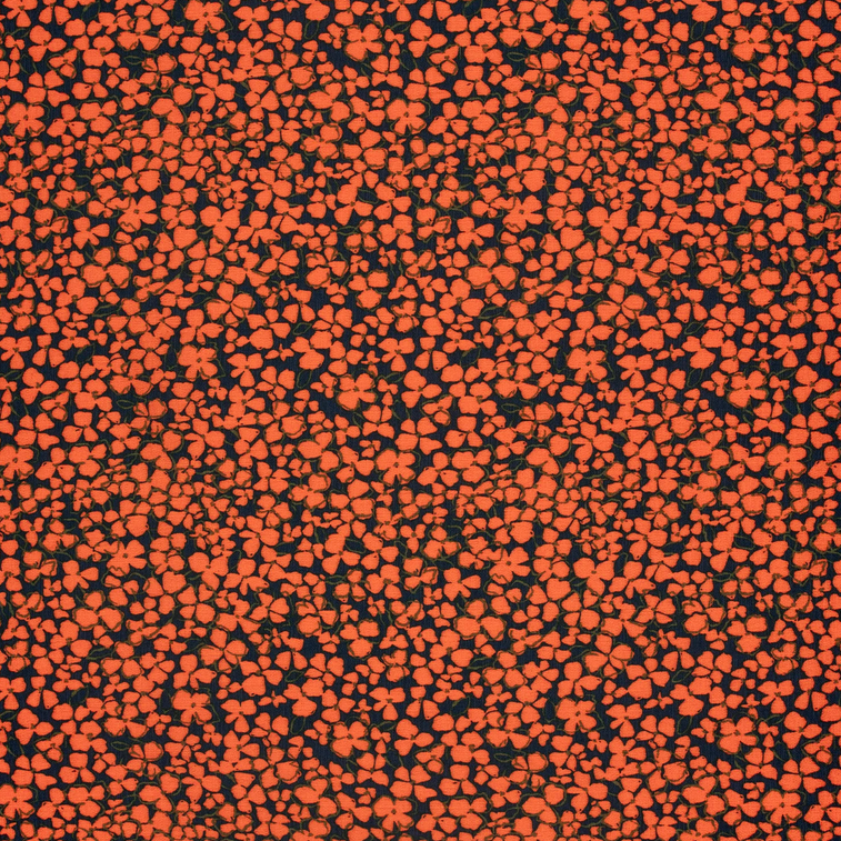 Viscose/Nylon Small Flower Orange/Navy