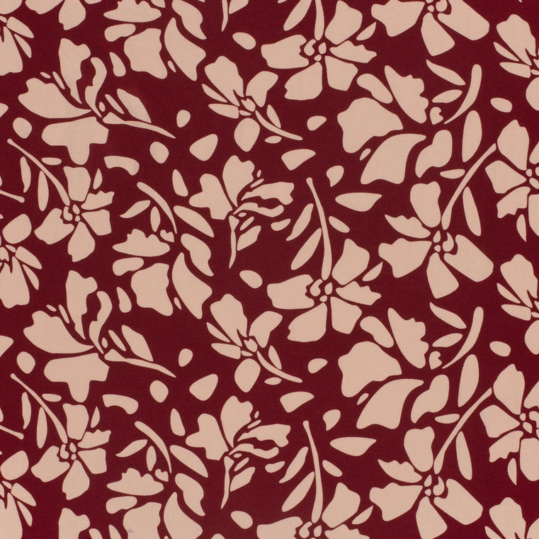 Jersey Visco/Nylon Moderne Bloem Bordeaux