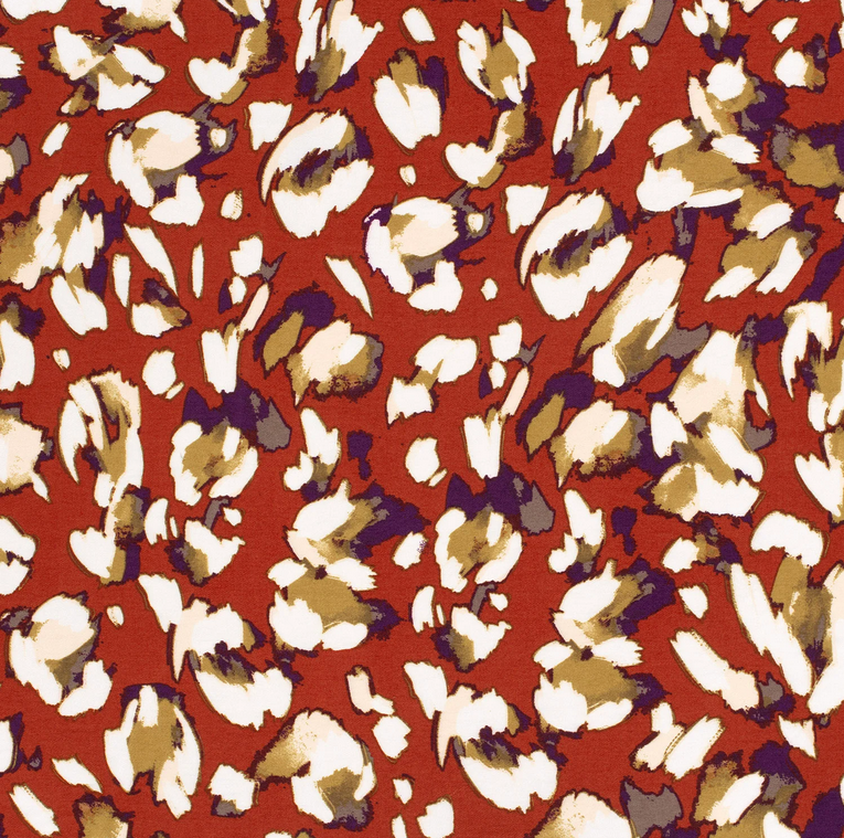 Viscose/Nylon Crêpe Like Flowers Brique