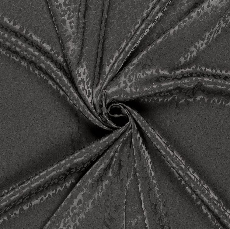 Stretch Polyester Satin Jacquard Leo Dark Grey 