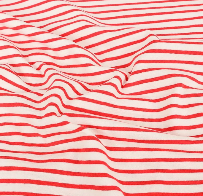 Jersey Katoen Yd Stripe Red