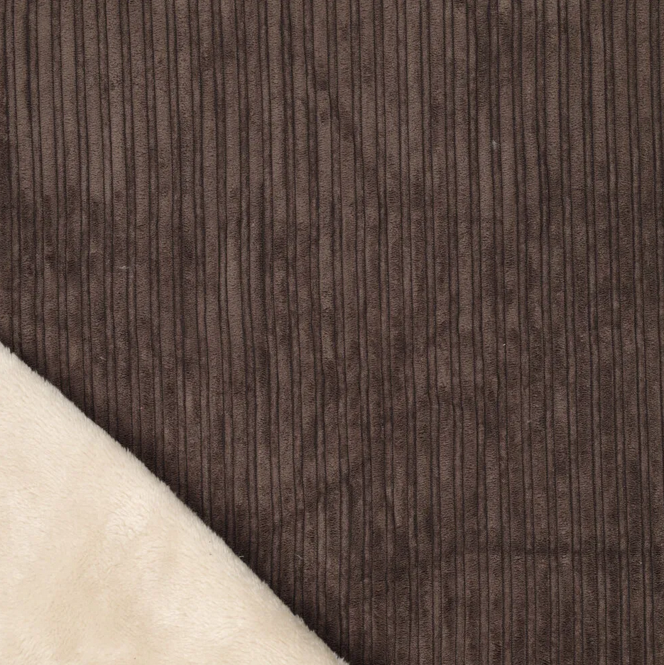 Ribvelour met Teddy Cofur Dark Brown