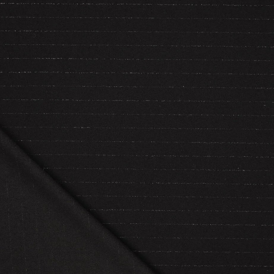 Scuba Crèpe Horizontal Lurex Stripe Black