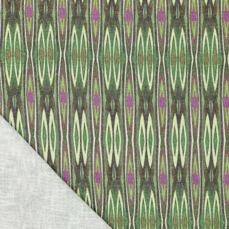 Jersey Digiprint Stretched Diamonds Lurex Green