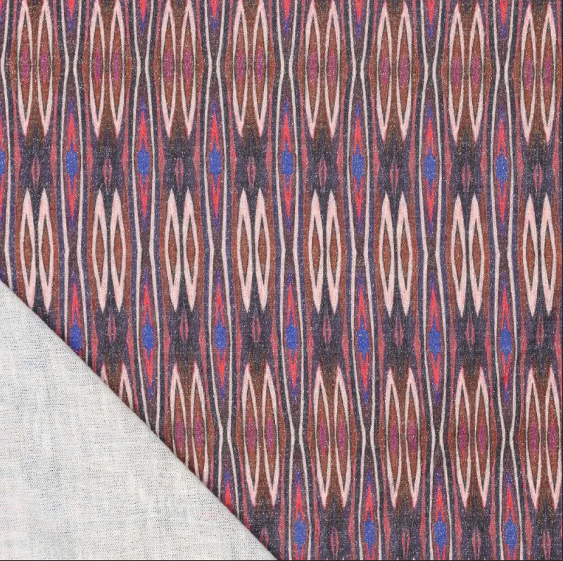 Jersey Digiprint Stretched Diamonds Lurex Red