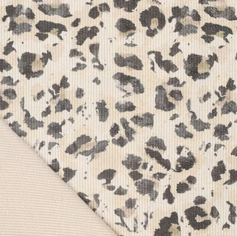 Stretch Corduroy Digiprint Animal - Ecru
