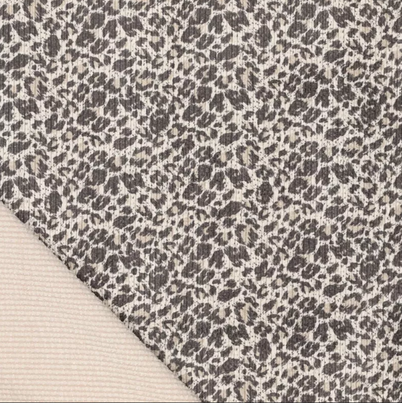 Stretch Corduroy Digiprint Animal - Beige