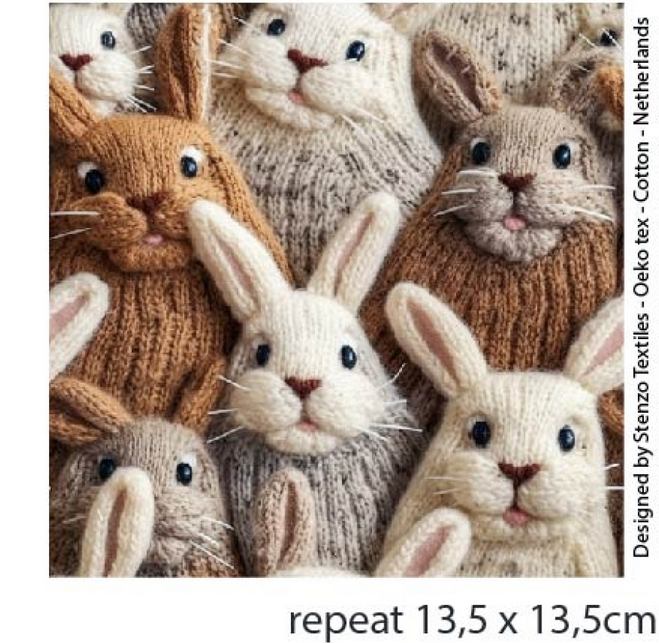 French Terry digital 3D Cuddle Bunnies
