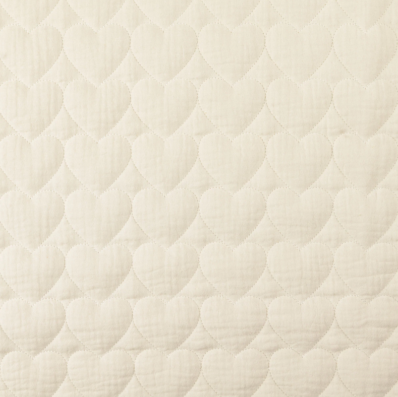 Matelassé Tetra Broderie Heart Ecru